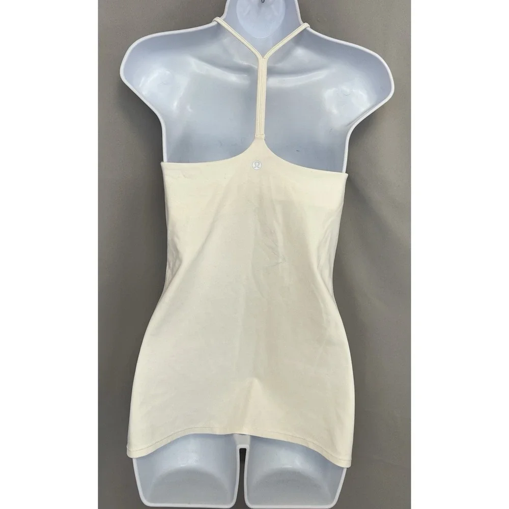 Lululemon Womens White Tank‎ Top Sz 8 Gym Training